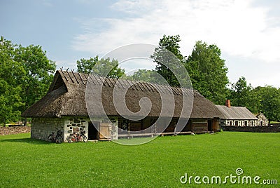 Old grass roof building Stock Photo