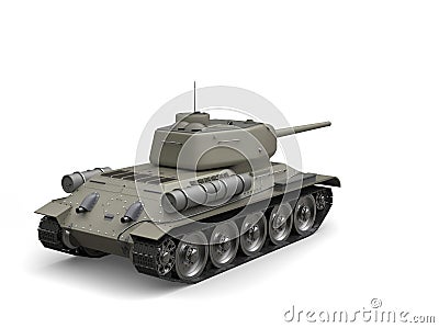 Old gray military heavy tank - rear view Stock Photo