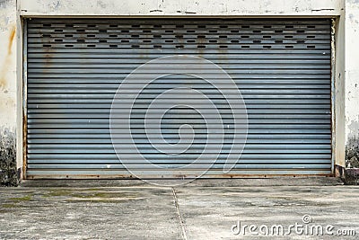 Old gray roller shutter door Stock Photo
