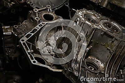 Old greasy engine Stock Photo