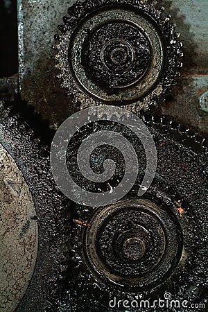 Old greasy gears Stock Photo