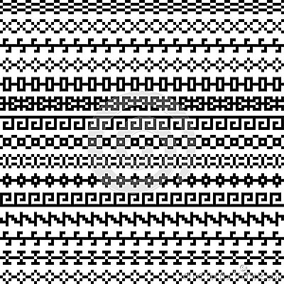 Old greek border, Tribal vintage ethnic seamless pattern, asian lattice ornaments, chinese, japanese, korean vector set Vector Illustration