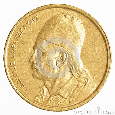 2 old Greek Drachmas coin Stock Photo