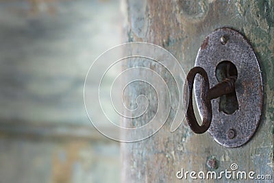 Old green antique door Stock Photo