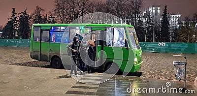 Old green bus in Kharkiv, Ukraine Editorial Stock Photo