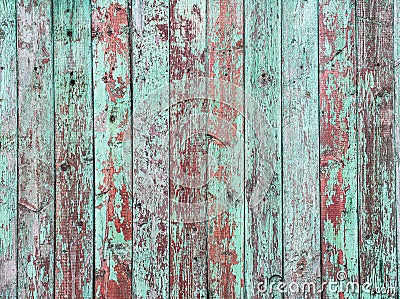 Old green crackle paint on a wooden background. Stock Photo