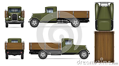 Old green truck vector mockup Vector Illustration