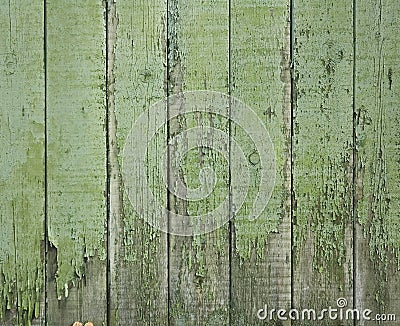 Old green wooden fence Stock Photo