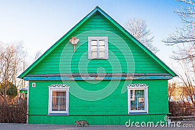 Old green wooden house Stock Photo