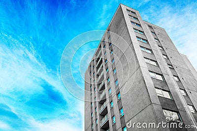 Old grey tower block Stock Photo