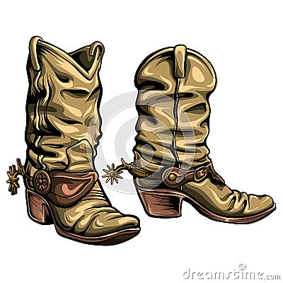 American cowboy boots vector illustration. Vector Illustration