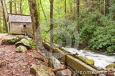 Old grist tub mill in the Great Smoky Mountains Stock Photo