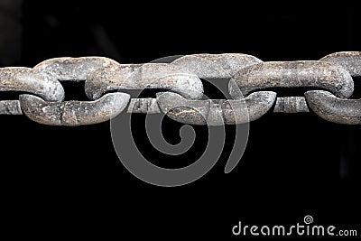 Old grunge chains link isolated on black background,relationship Stock Photo