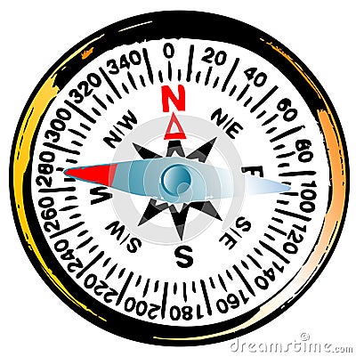 Old grunge compass Cartoon Illustration