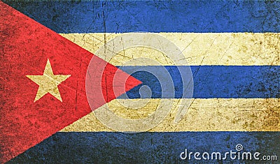 Old grunge cuban flag with rift, cuba communist dictatorship Stock Photo
