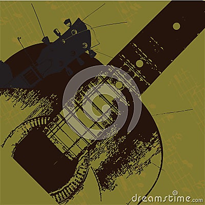 Old grunge guitar Vector Illustration