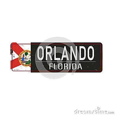 Old grunge Orlando road sign on a white background Vector Illustration