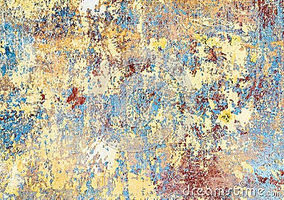 Grunge wall of an old house with remainings of color Stock Photo