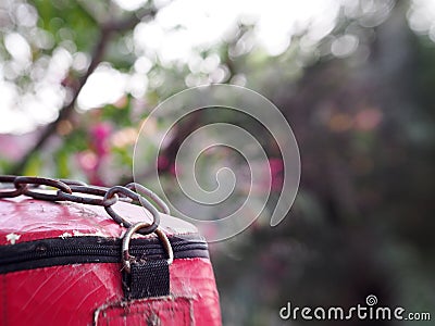 Old grunge weathered boxing punching bag Stock Photo