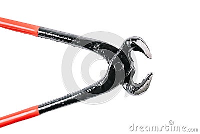 Old grungy pincer pliers, isolated on white background Stock Photo