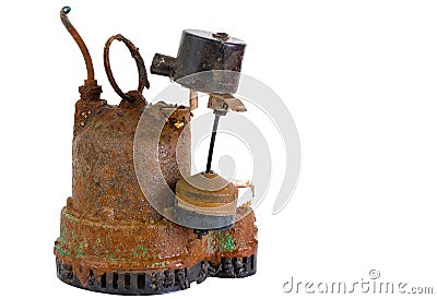 Old grungy rusted sump pump Stock Photo