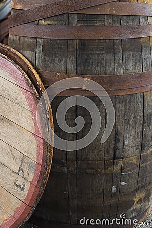 Old Grungy Wine Barrel Stock Photo