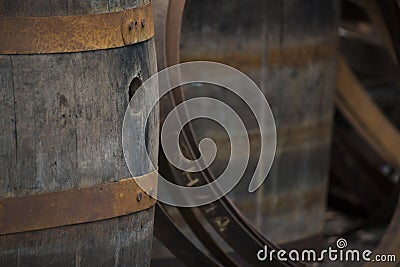 Old Grungy Wine Barrels Stock Photo