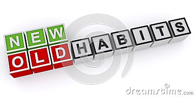 Old habits word block Stock Photo