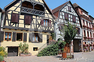 old half-timbered houses - bergheim - france Stock Photo