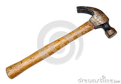 Old Hammer with Clipping Path Stock Photo