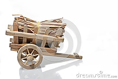 Old handcart with straw Stock Photo