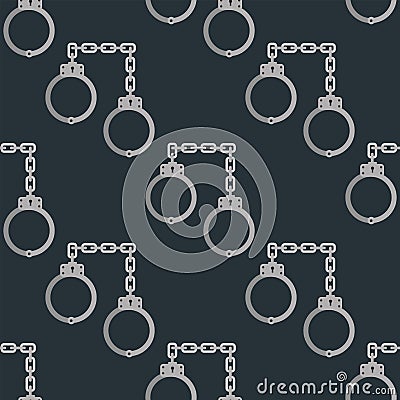 Old handcuffs seamless pattern guilt jail legal crime law arrest chain prison control handcuff background vector Vector Illustration