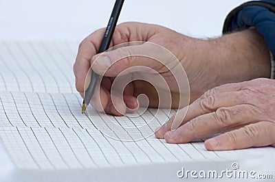 Old hands writing Stock Photo