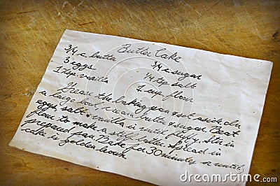 Old Handwritten Recipe Card Stock Photo