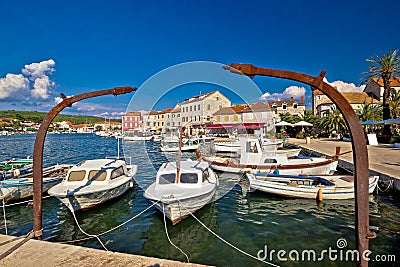 Old harbor of Stari Grad Hvar island Stock Photo