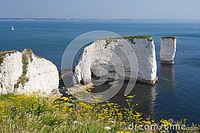 Old Harry Rocks and Bournemouth Stock Photo