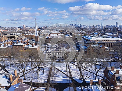 Harvard University in winter, Cambridge, MA, USA Stock Photo