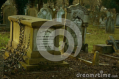 Old Haunted Tombs at Gothic Cemetery Editorial Stock Photo