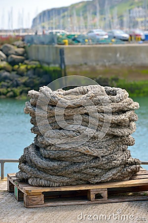 Old hawser rope Stock Photo