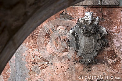 Old heraldic emblem with angels Kotor Montenegro Stock Photo