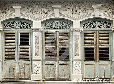 Old heritage windows, Penang, Malaysia Stock Photo