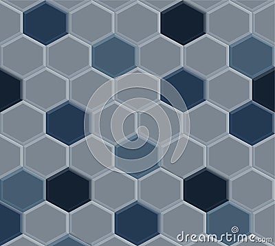 Old hexagon blue tile Vector Illustration