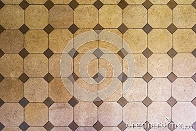 Old hexagon tile, beige tones. Stock Photo