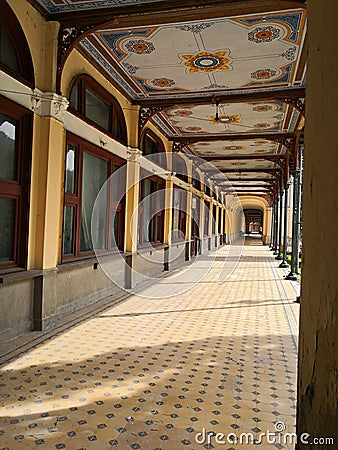 Old historic baroque abandoned building - Baile Herculane CAsino Stock Photo