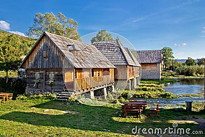 Old historic village on Gacka river source Stock Photo