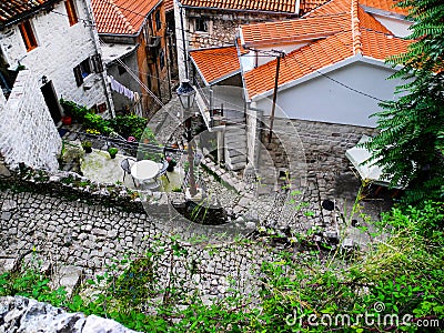 Old historical building top view, Kotor, Montenegro Stock Photo