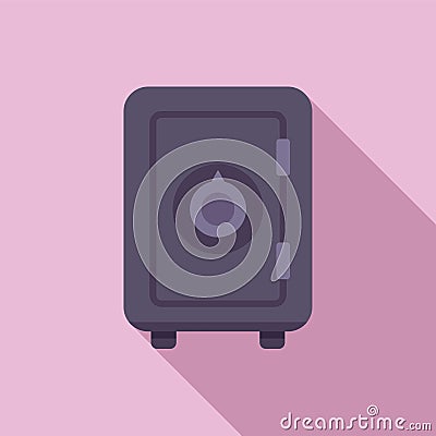 Old home money safe icon flat vector. Finance funds Vector Illustration