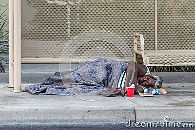 Old Homeless Woman Sleeping Editorial Stock Photo