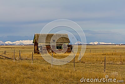 Old Homestead On The Grasslands Of Montana Stock Photo
