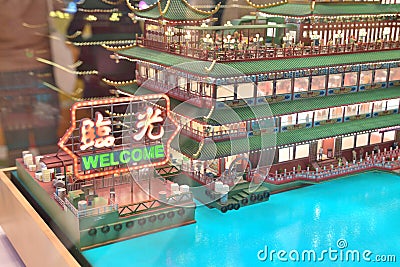 Old Hong Kong small scale miniature model Editorial Stock Photo